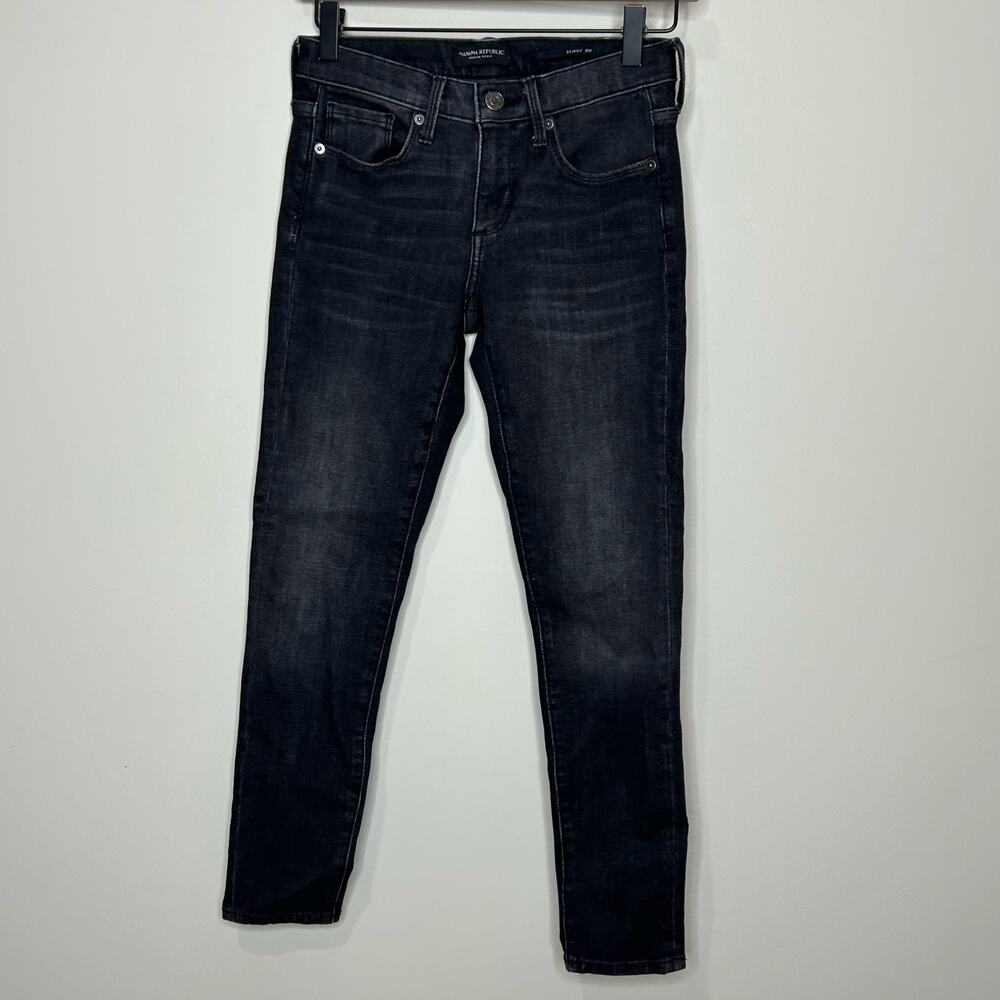 Banana Republic Premium Denim Black Skinny Jeans Size 25P Inseam 26"